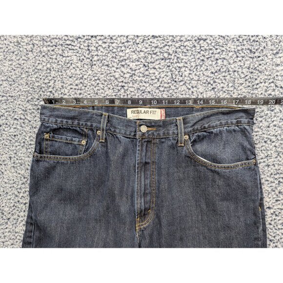 Y2K Levis 505 Regular Fit Straight Leg Jeans Mens 38X30 Red Tab Denim VTG Blue - Picture 9 of 13
